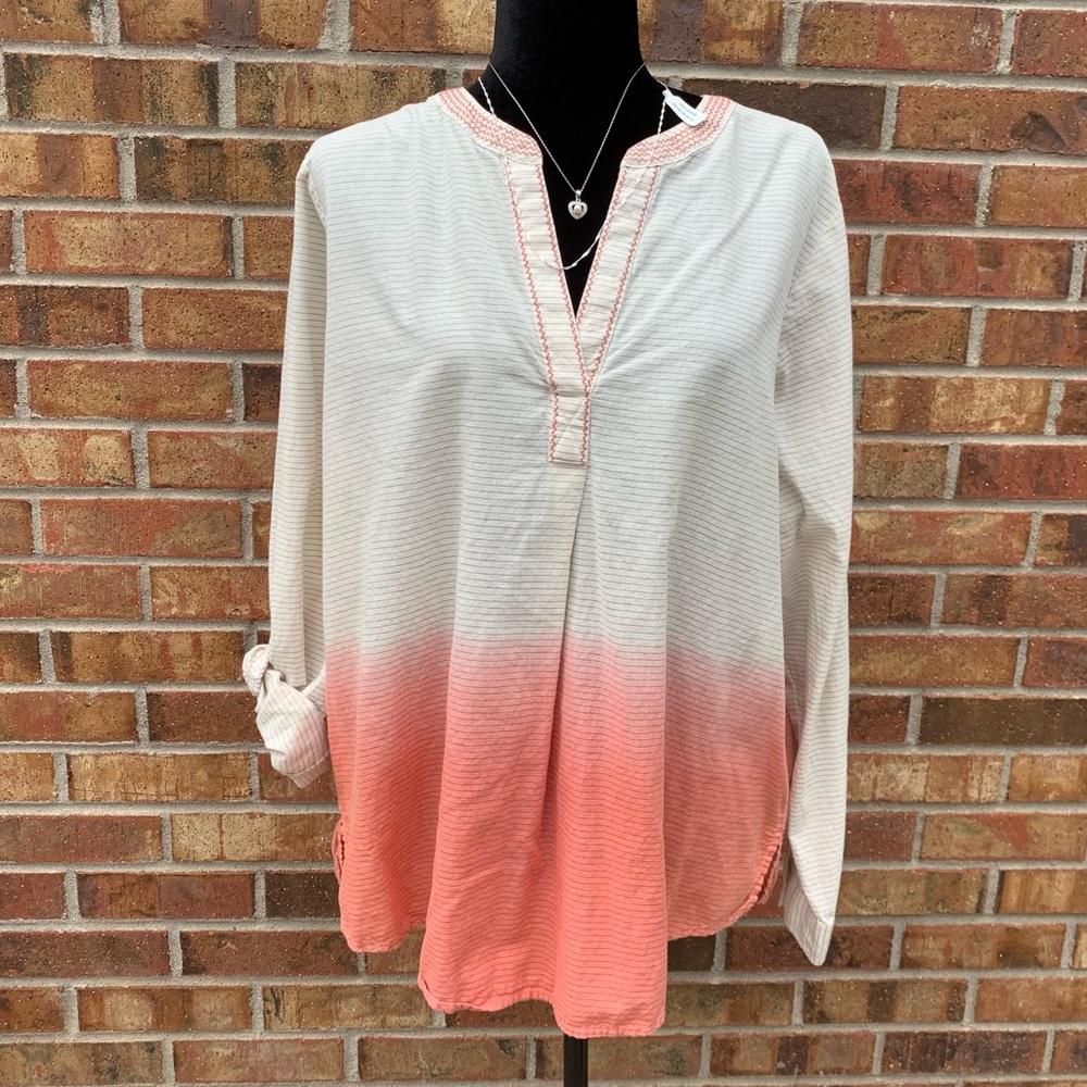 Peasant Boho women’s top peach ombre 1X